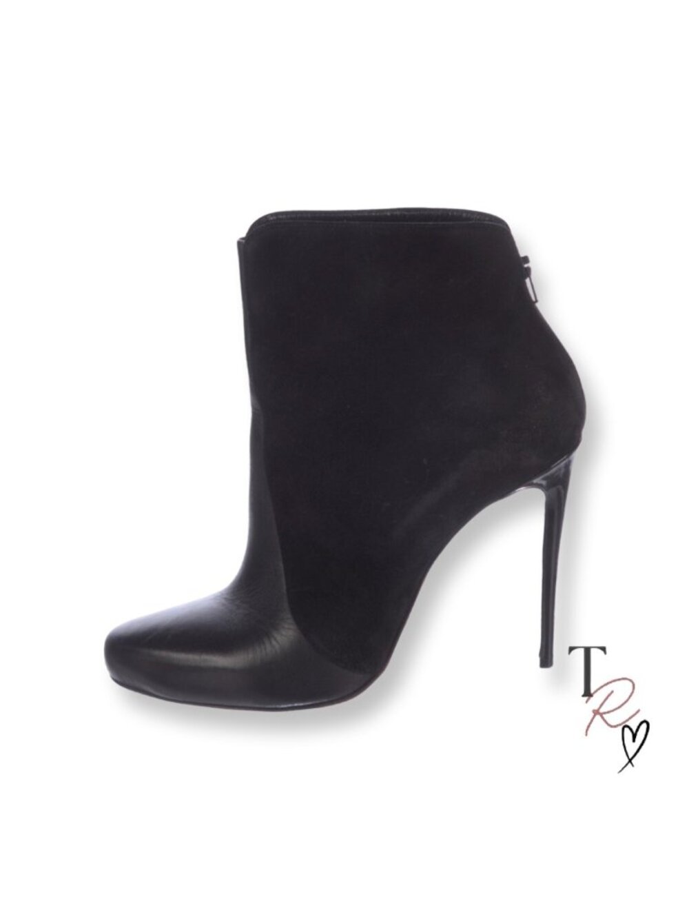 Christian Louboutin Gaetanina 100 Suede Leather Red Sole Booties Black EU 38